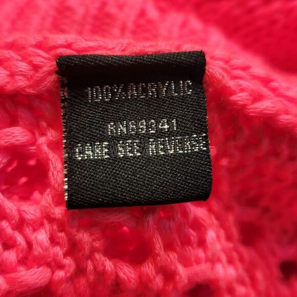 Lisa International Hot Pink Open Pointelle Knit Sweater Women's Plus Size 1X - Picture 7 of 10